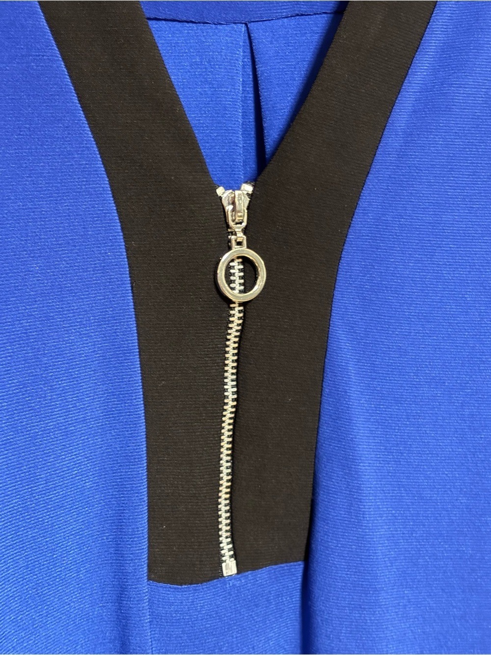 Kim Rogers Royal Blue & Black Zip Blouse XL Business Casual Office Chic - Picture 6 of 8
